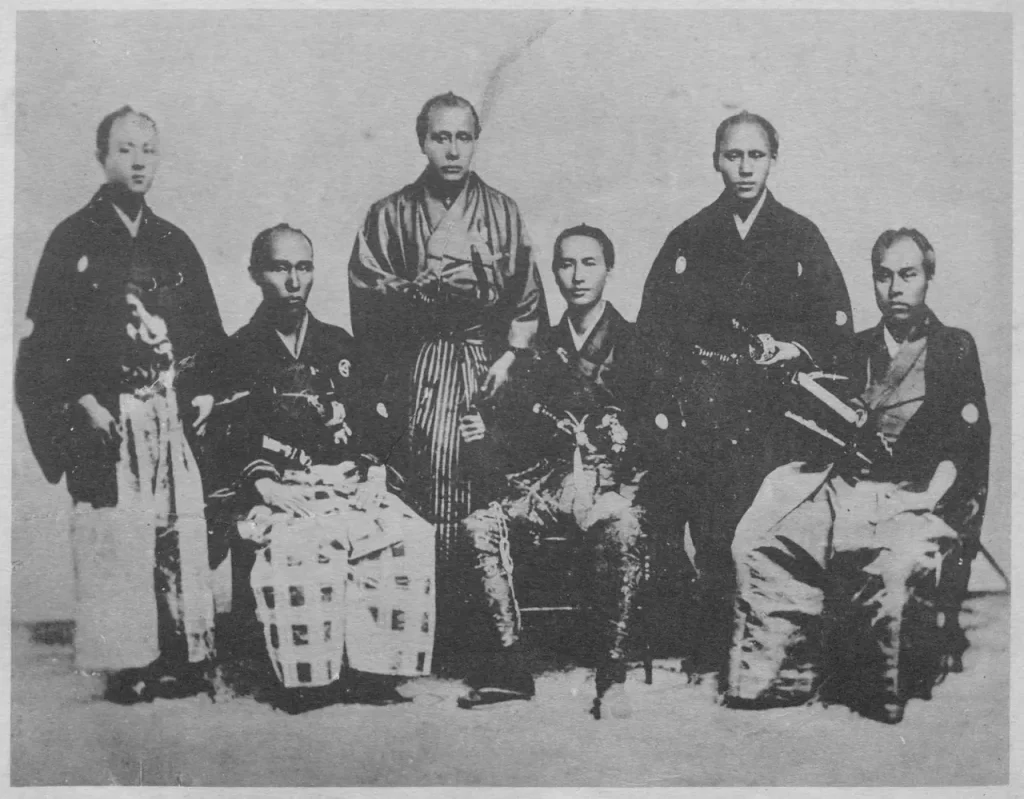 1860年にサンフランシスコで撮影された咸臨丸の乗船者たち