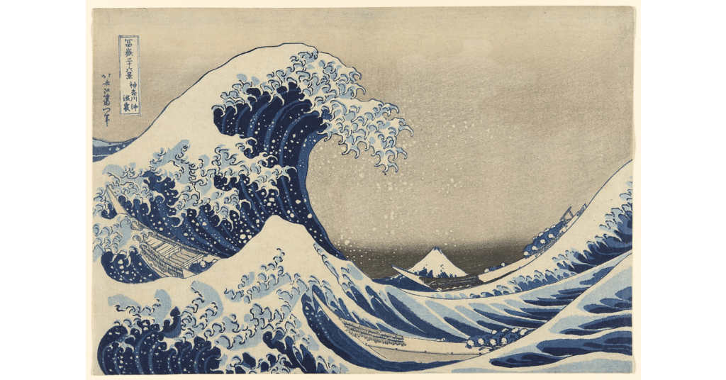 葛飾北斎による『神奈川沖浪裏』、富嶽三十六景より、1850年作