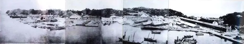 1870年ごろの横須賀造船所の建設風景