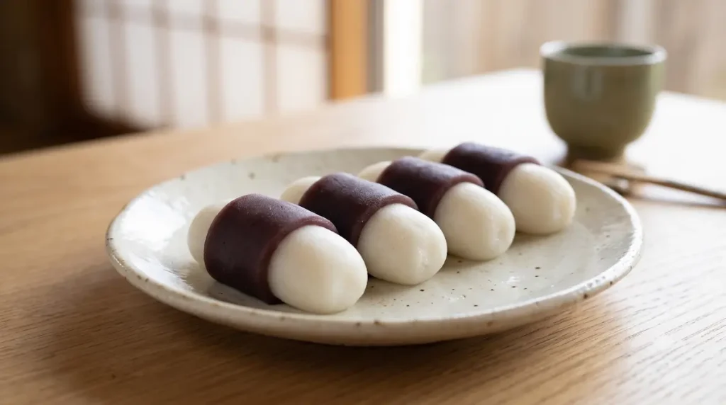 名古屋で見られる色付きのしずく形の月見団子